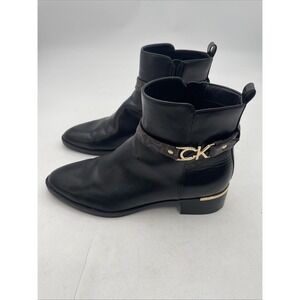 Calvin Klein KCDHARA-R Black Ankle Boots Womens Size 11 M Side Zip